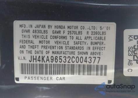 2002 Acura Rl 3.5 z USA, uszkodzony, nr VIN JH4KA96532C004377